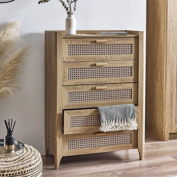 Sydney 5 Drawer Chest - Light Brown - SYD002