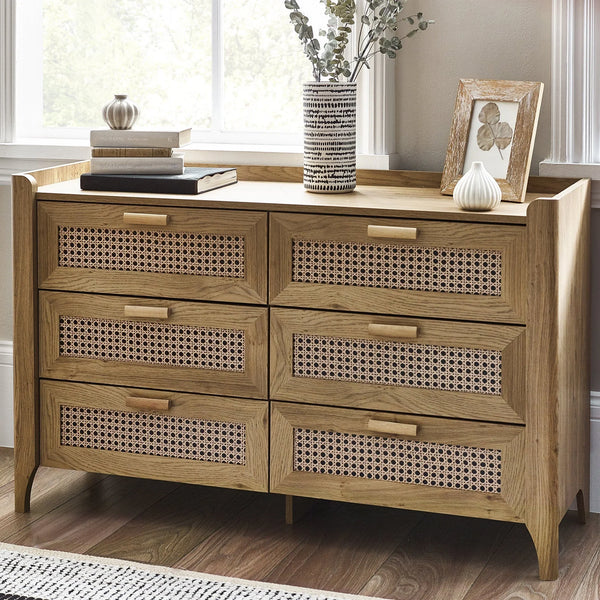 Sydney 6 Drawer Wide Chest - Light Brown - SYD004