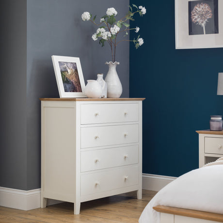 Salerno Shaker 4 Drawer Chest - White and Light Brown - SAL302