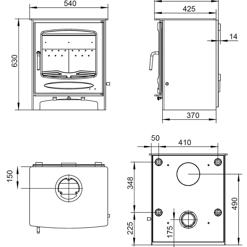 Sherwood 12kW Boiler (Eco) - Technical Drawing