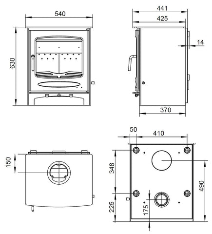 Sherwood 12kW Boiler (Eco) - Technical Drawing