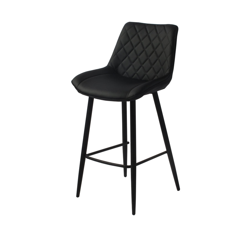 Silvia Bar Stool Black PU with Black Legs