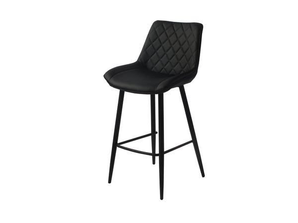 Silvia Bar Stool Black PU with Black Legs