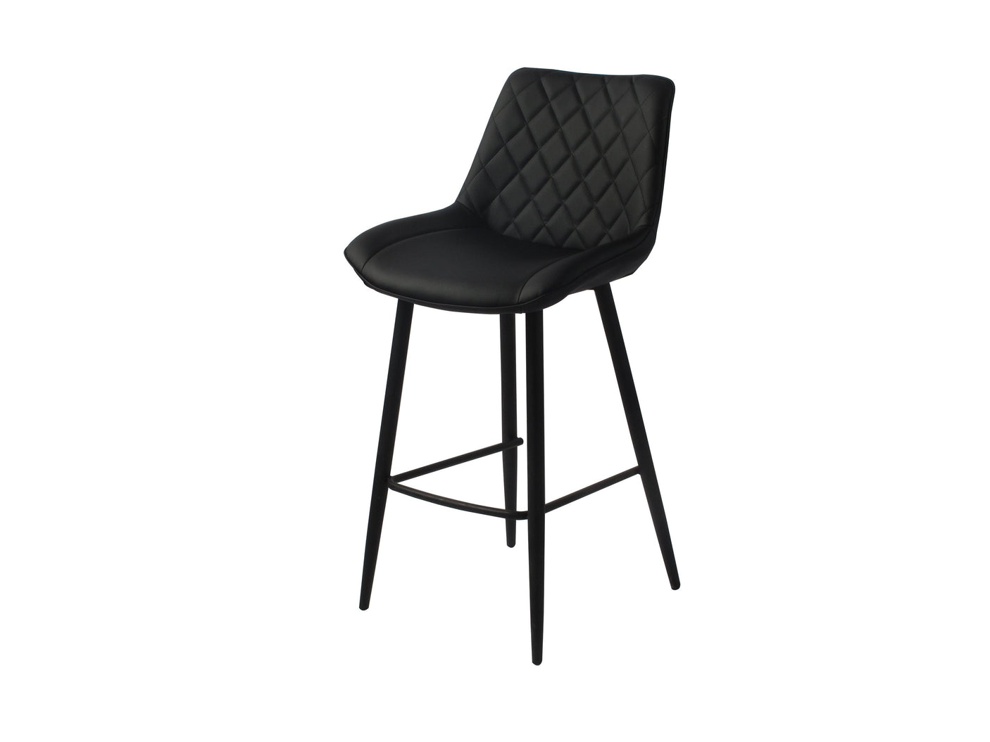Silvia Bar Stool Black PU with Black Legs