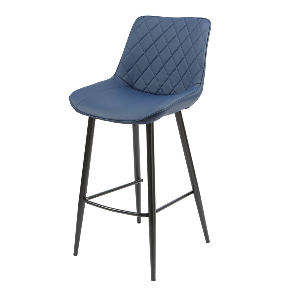 Silvia Bar Stool Blue PU with Black Legs