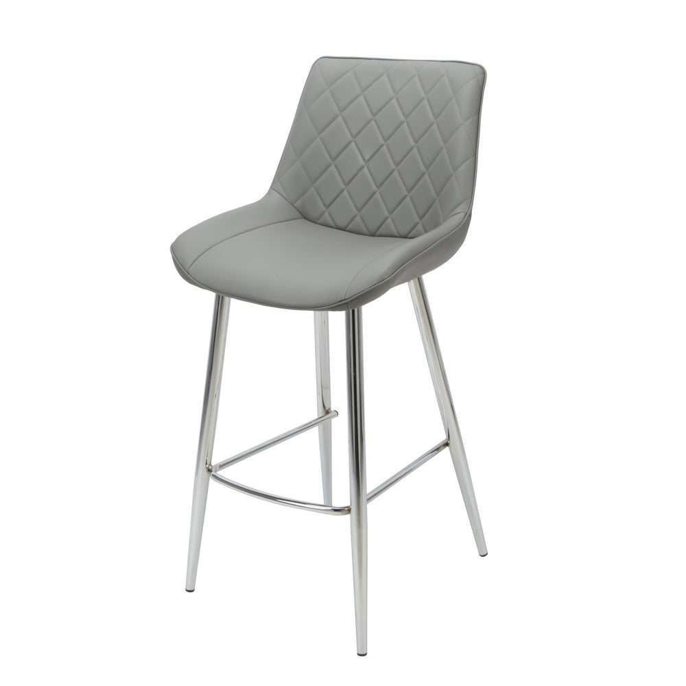 Silvia Bar Stool Grey PU with Chrome Legs