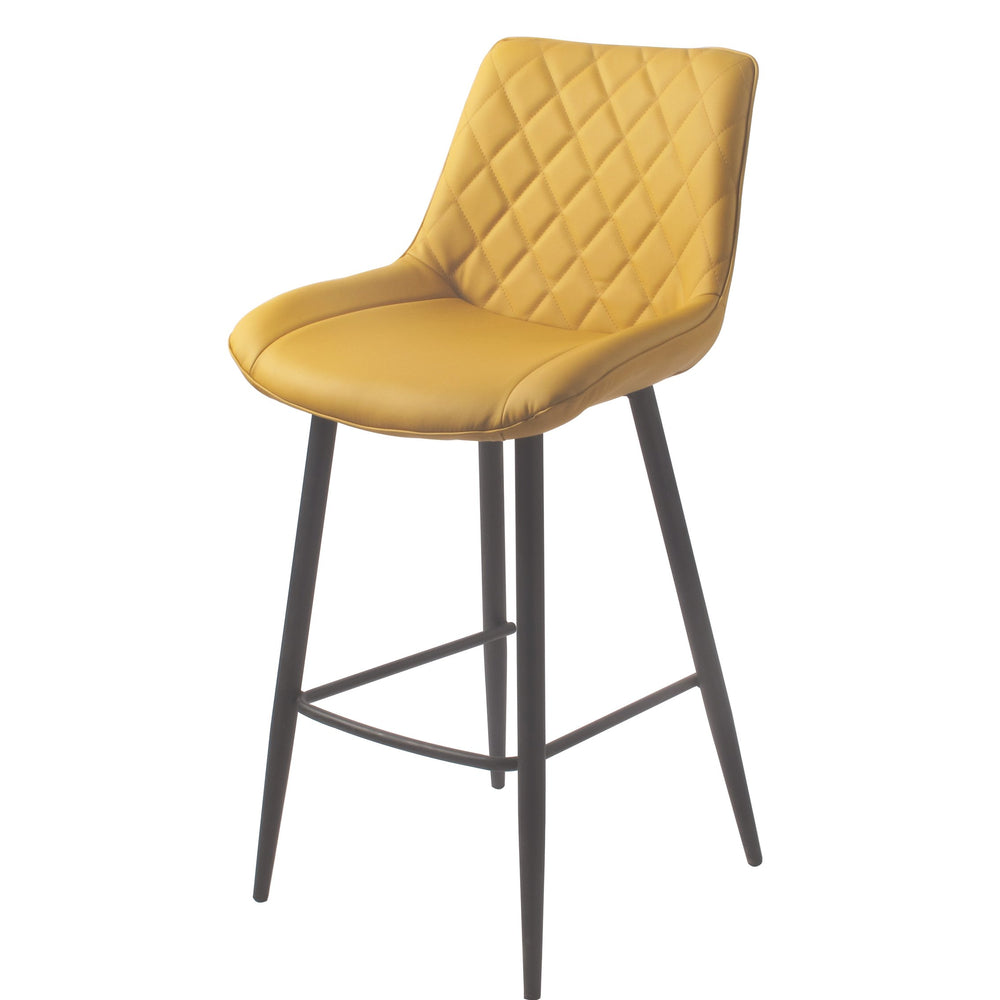 Silvia Bar Stool Yellow PU with Black Legs