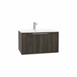 Chocolate wood grain wall hung vanity unit with single drawer storage | Home Centre Direct UK