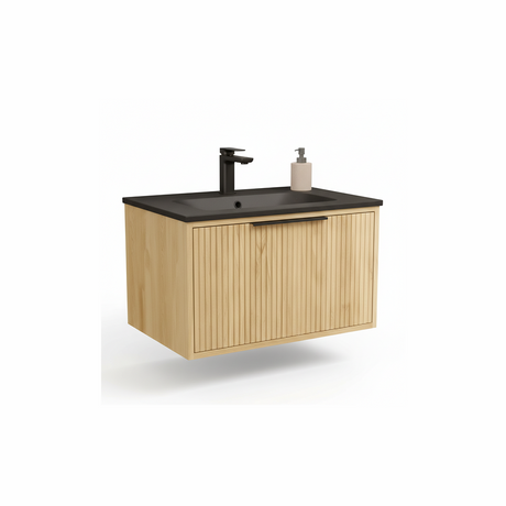 Halifax oak wall hung bathroom vanity unit with natural wood grain finish | Home Centre Direct UK