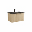 Light oak wall hung bathroom vanity unit with single drawer and wood grain finish | Home Centre Direct UK