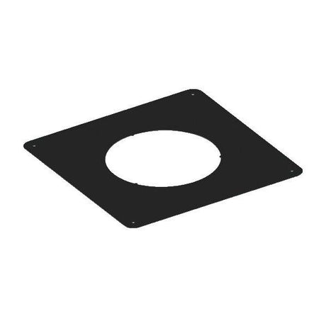 100mm Black Solinox Solid Firestop Plate featuring a square design with a central circular cutout, ideal for fire safety applications.