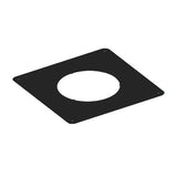 100mm Black Solinox Solid Firestop Plate featuring a square design with a central circular cutout, ideal for fire safety applications.