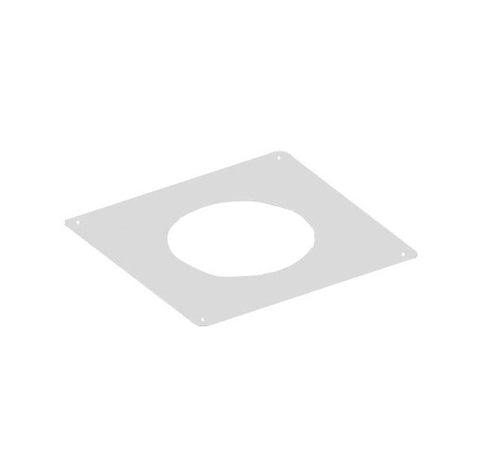 100mm White Solinox Solid Firestop Plate featuring a square design with a central circular cutout, ideal for fire protection applications.