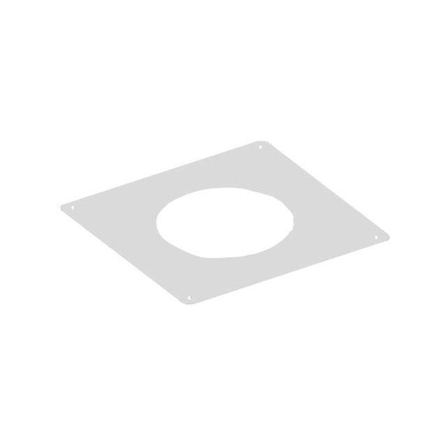 100mm White Solinox Solid Firestop Plate featuring a square design with a central circular cutout, ideal for fire protection applications.