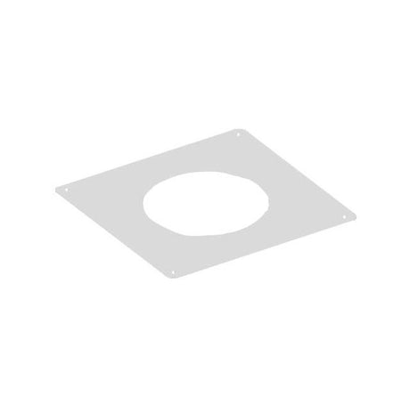100mm White Solinox Solid Firestop Plate featuring a square design with a central circular cutout, ideal for fire protection applications.