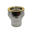 130mm Solinox Start Off Increaser designed to connect 125mm to 150mm pipes, featuring a durable stainless steel construction with a smooth finish and a heat-resistant top.