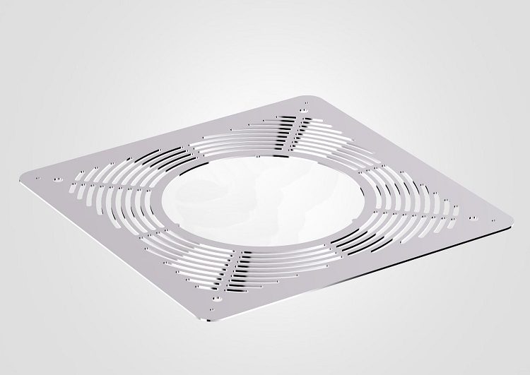 100mm Solinox Ventilated Fire Stop in white, featuring a sleek design with a circular center and ventilated slits for optimal airflow.