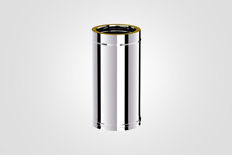 100mm Solinox Straight 500mm pipe featuring a sleek, polished chrome finish.