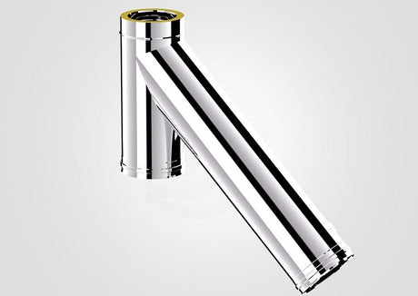 130mm Solinox Extended Tee at a 135-degree angle, featuring a sleek chrome finish for durability and aesthetic appeal, ideal for plumbing and piping applications.