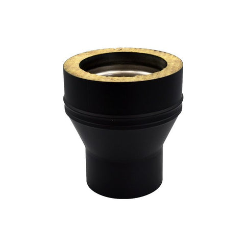100mm Black Solinox Start Off Increaser, designed to connect 80mm to 100mm pipes, featuring a durable black finish and a tapered design for secure fitting.