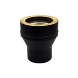 100mm Black Solinox Start Off Increaser, designed to connect 80mm to 100mm pipes, featuring a durable black finish and a tapered design for secure fitting.