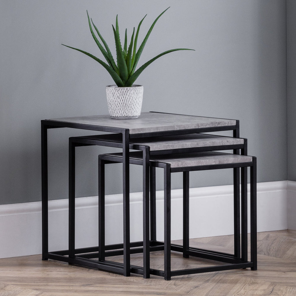 Staten Concrete Nest Of 3 Tables - Grey - STA101