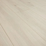 Sterling grey laminate flooring with wood grain texture and matte finish, shown from side angle
