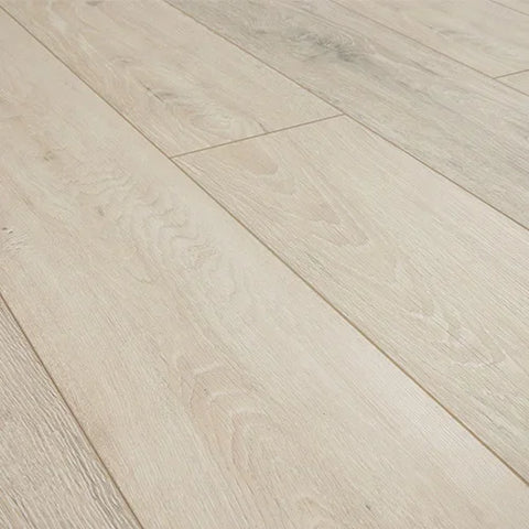 Sun bleached oak wood flooring with natural grain pattern, close-up angle