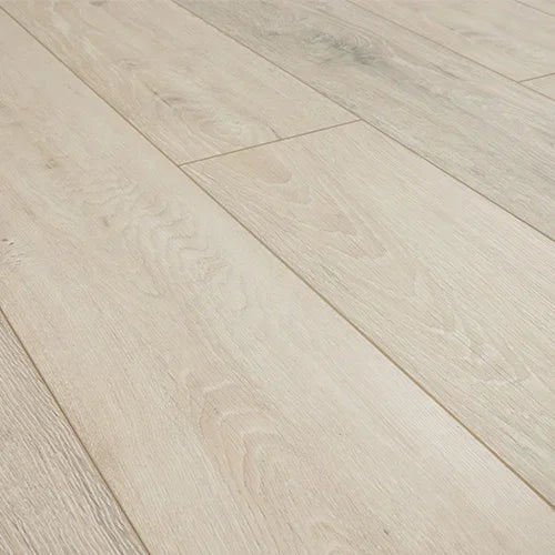 Sun bleached oak wood flooring with natural grain pattern, close-up angle