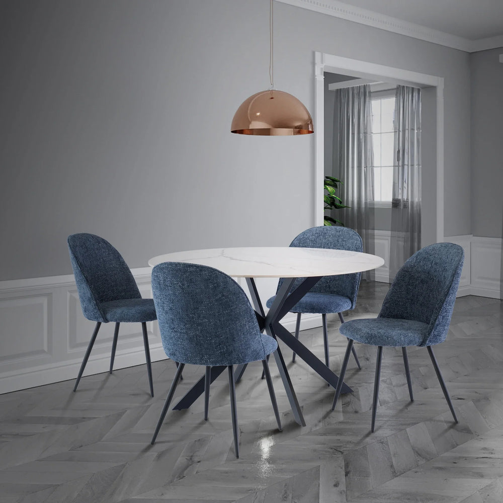 Stylish 1.2m Round Dining Table in White with Black Legs