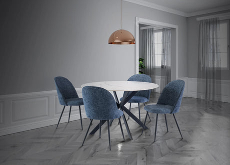 Stylish 1.2m Round Dining Table in White with Black Legs