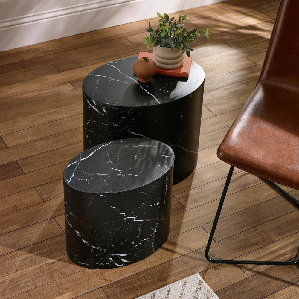 Toba Oval Nest of Tables - Black - TOB001