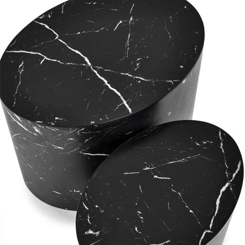 Toba Oval Nest of Tables - Black - TOB001