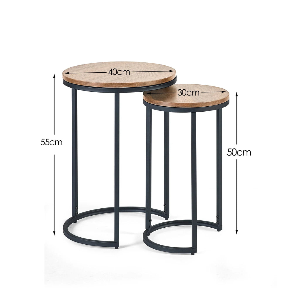 Tribeca Round Nesting Side Tables - Light Brown - TRI220