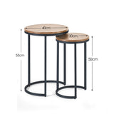 Tribeca Round Nesting Side Tables - Light Brown - TRI220