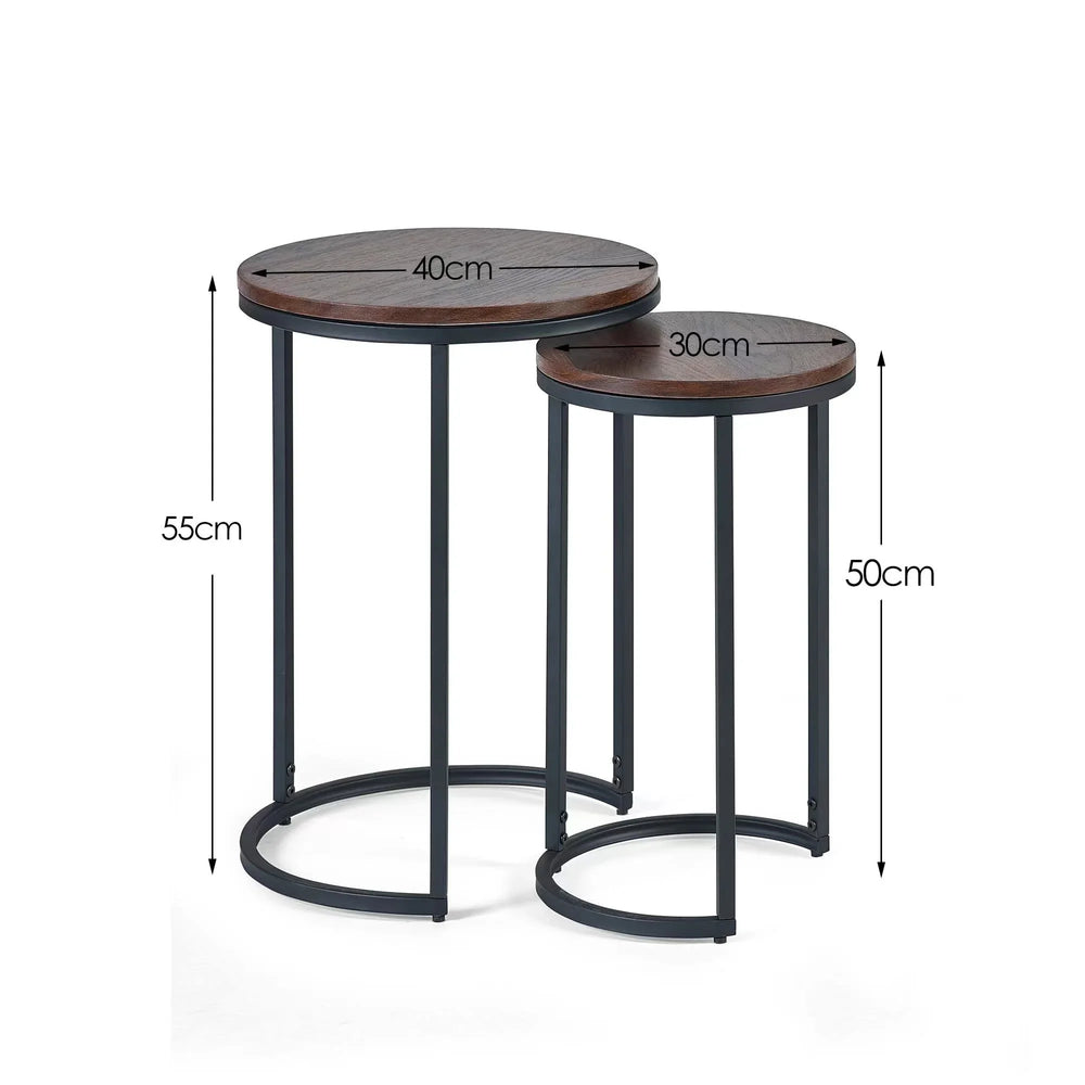 Tribeca Round Nesting Side Tables - Light Brown - TRI220