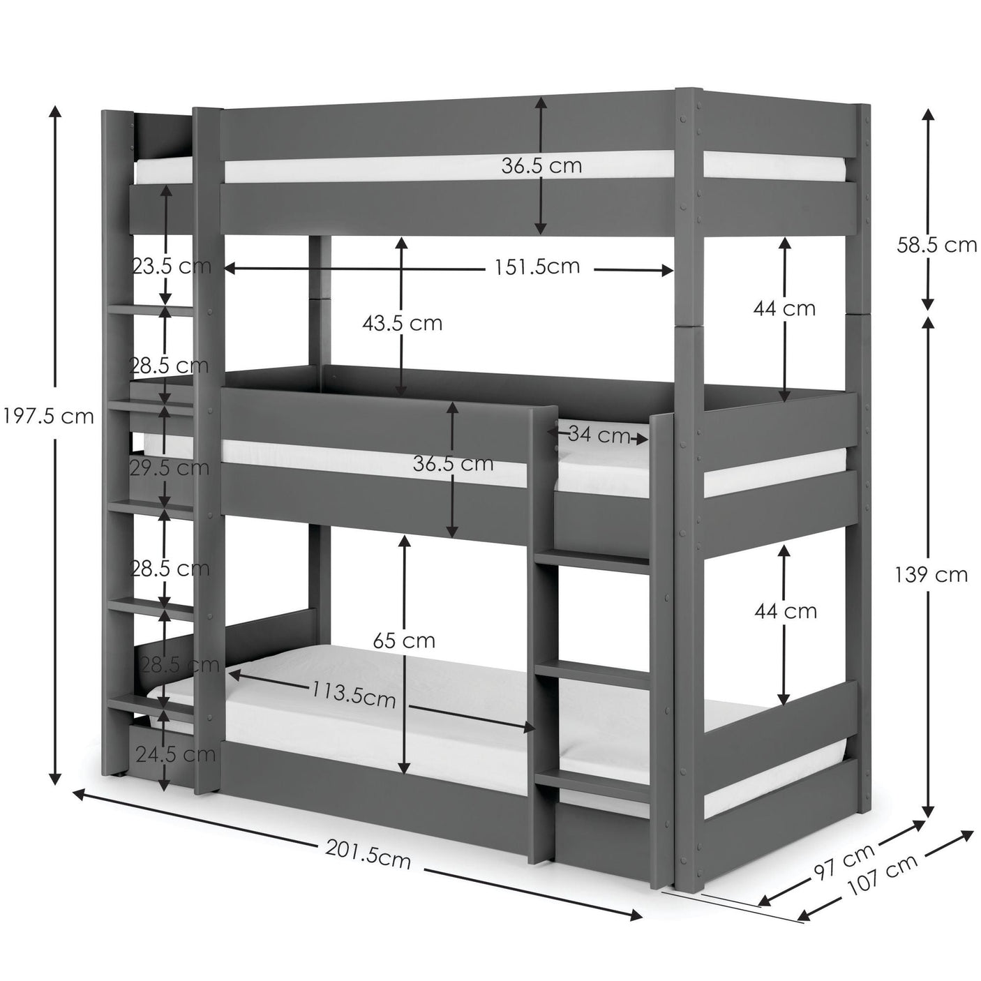 Trio Bunk - Grey - TRI601
