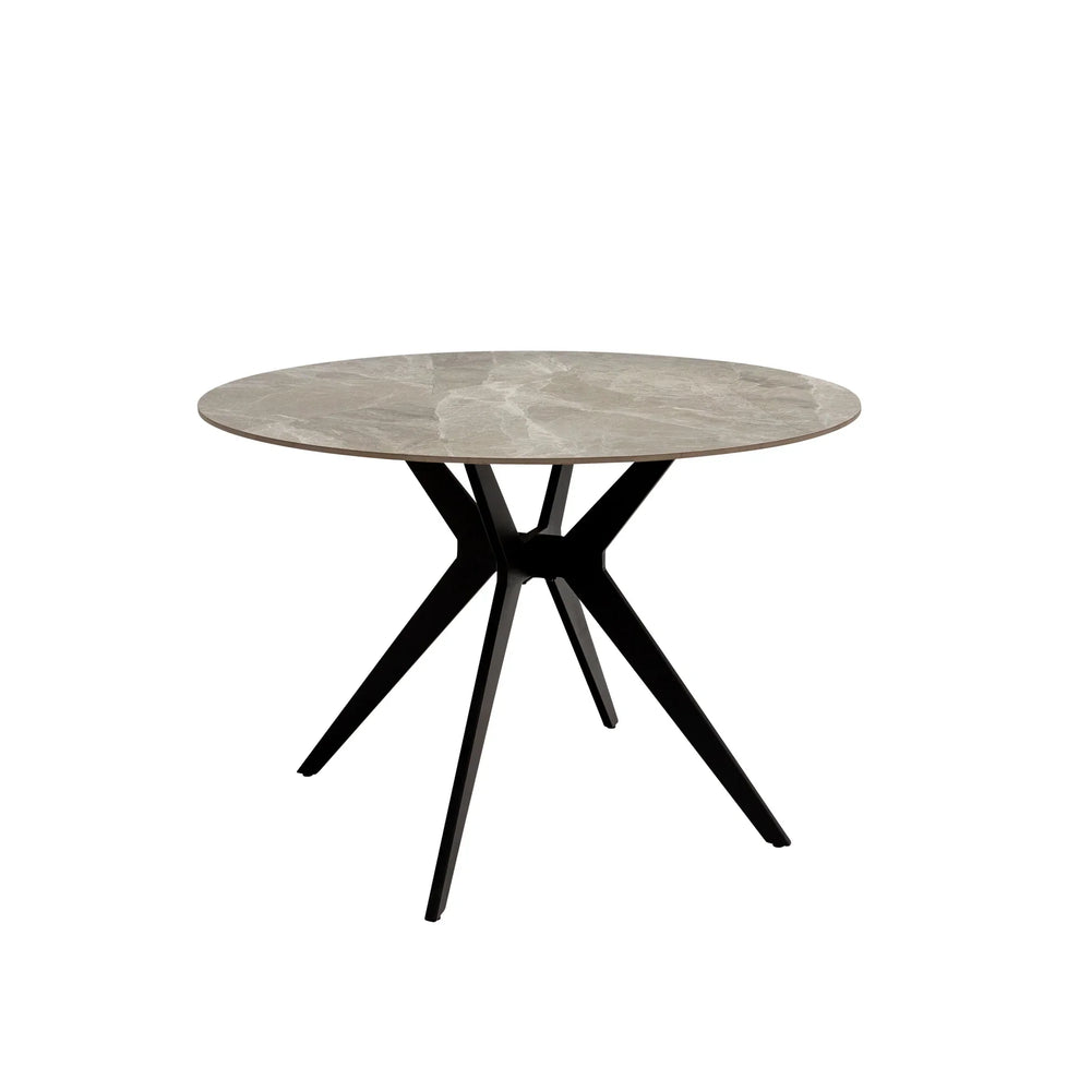 Stylish 1.1m Round Dining Table in Grey Stone Finish