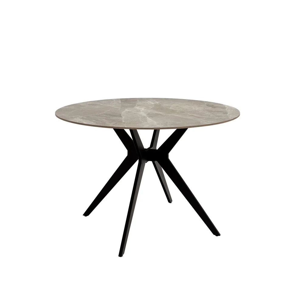 Stylish 1.1m Round Dining Table in Grey Stone Finish