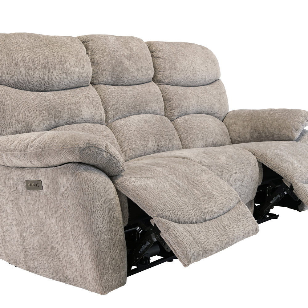 Light Grey Fabric Electric Recliner Sofa - 3 Seater Comfort