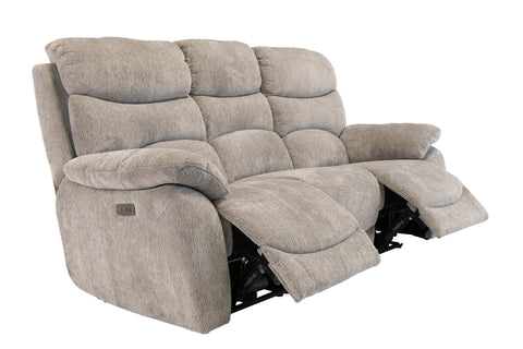 Light Grey Fabric Electric Recliner Sofa - 3 Seater Comfort