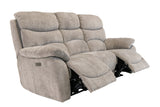Light Grey Fabric Electric Recliner Sofa - 3 Seater Comfort