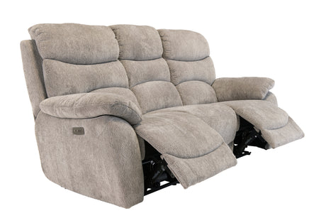 Light Grey Fabric Electric Recliner Sofa - 3 Seater Comfort