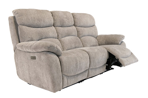 Light Grey Fabric Electric Recliner Sofa - 3 Seater Comfort
