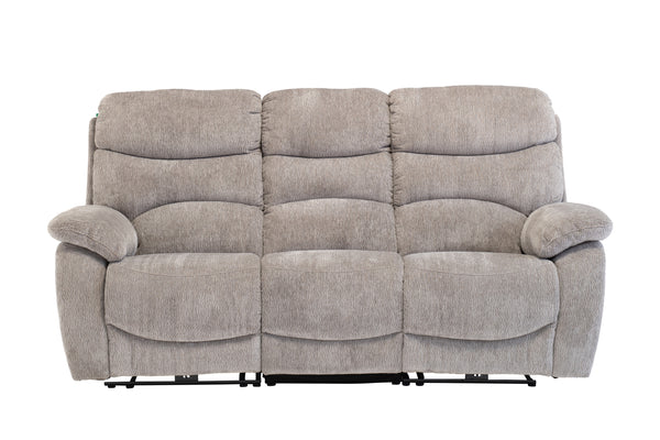 Light Grey Fabric Electric Recliner Sofa - 3 Seater Comfort