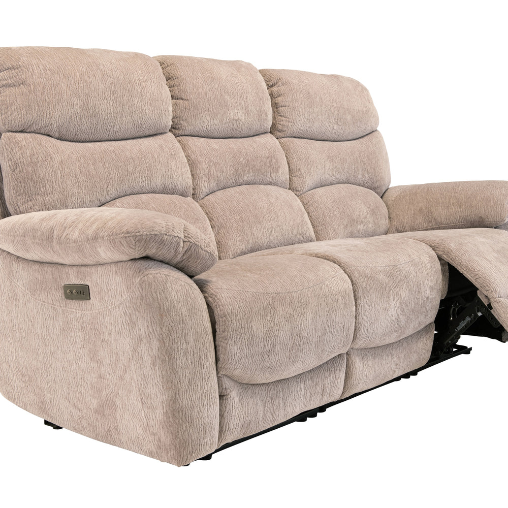 Mink Fabric Electric Recliner Sofa - 3 Seater Comfort Design