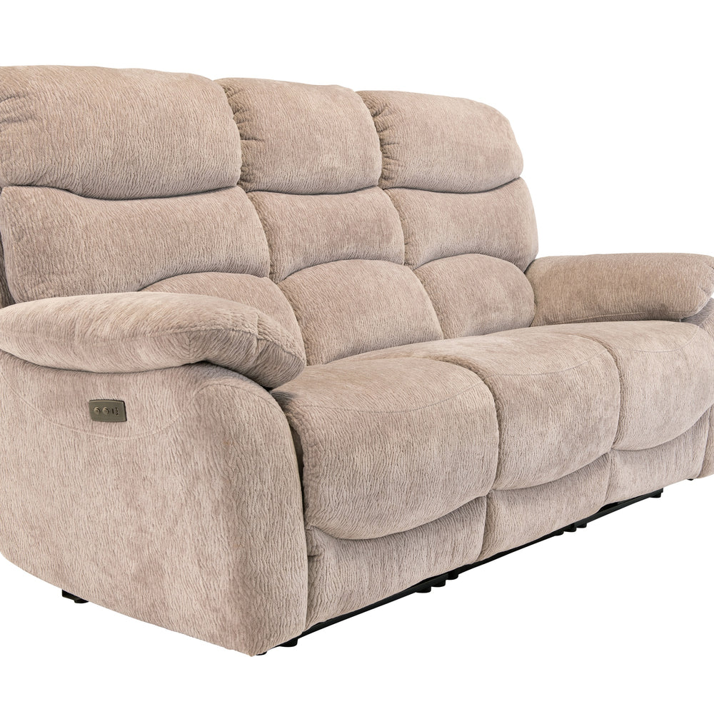 Mink Fabric Electric Recliner Sofa - 3 Seater Comfort Design