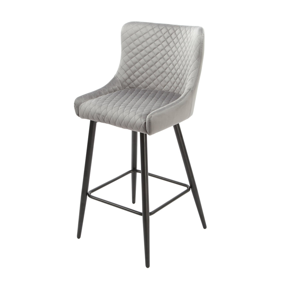 Talia Bar Stool Grey Velvet