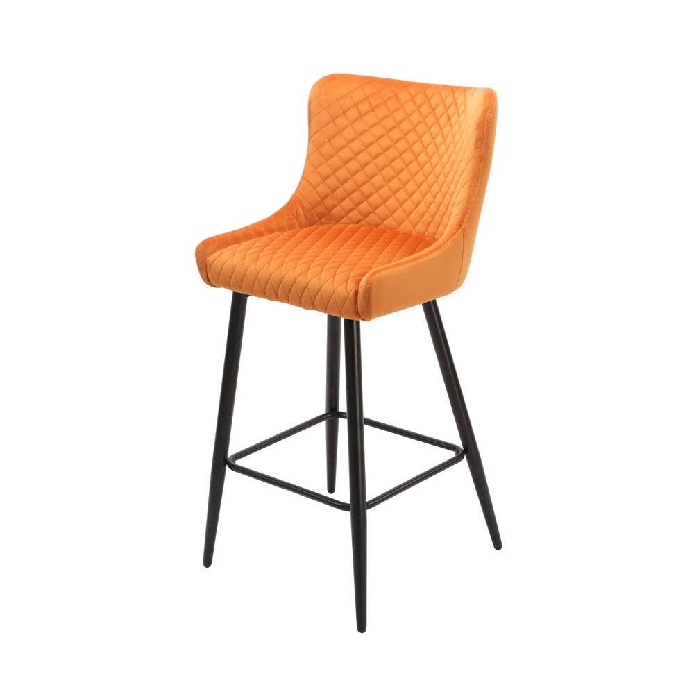 Talia Bar Stool Orange Velvet