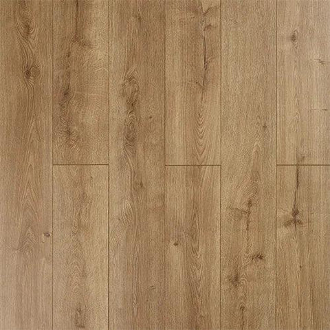 Tawny oak wood flooring with natural grain, warm tone planks in close-up view